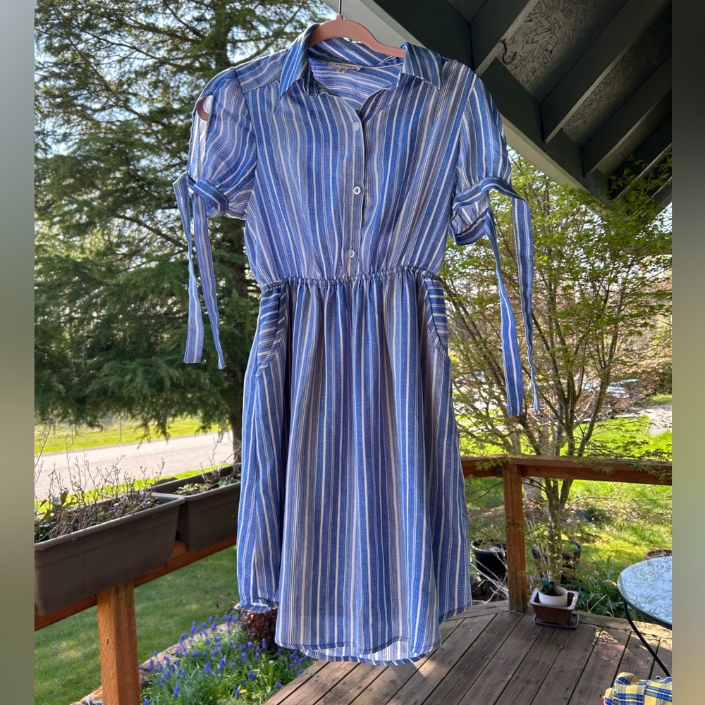 Blue and White Striped Summer Dress